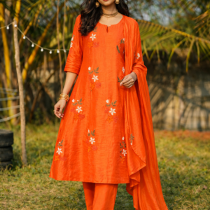 RUST ORANGE CHANDHERI COTTON (YRO001)